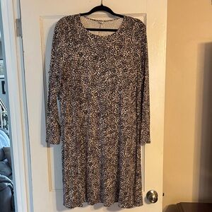 Old Navy Long Sleeve Animal Print Dress - Beige & Black